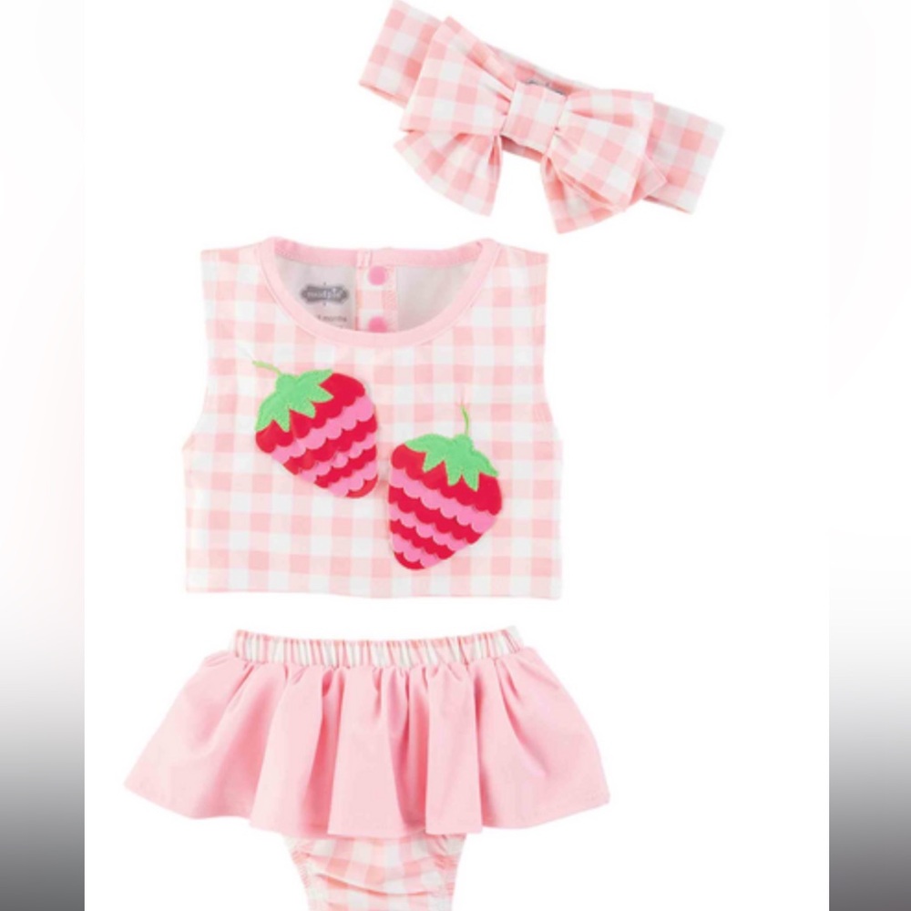 Mud Pie Pink Strawberry swimsuit 5T NWT